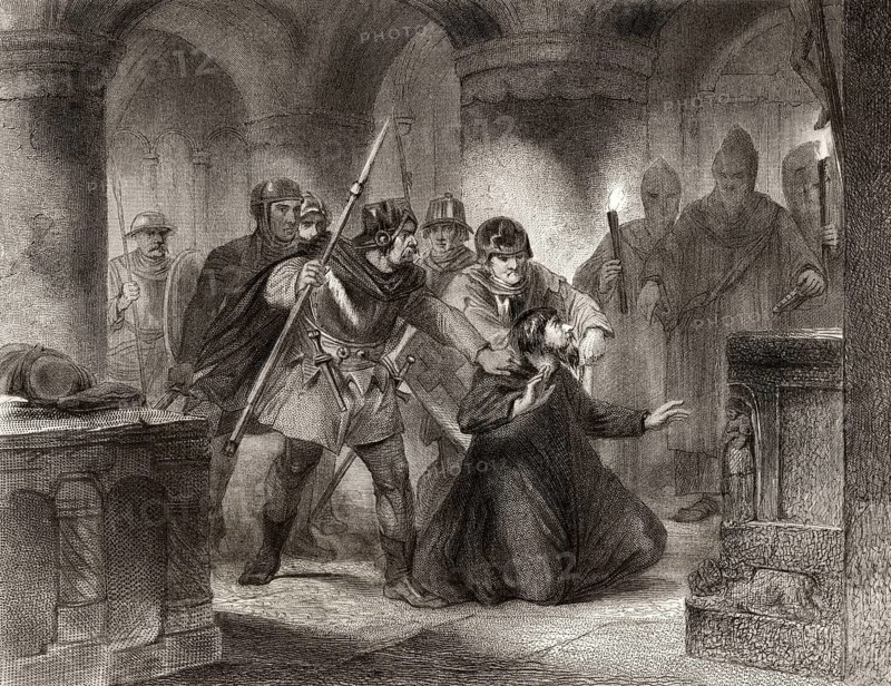 Arrest of Johannes Milicius or Jan Milíc z Kromeríže, a Czech Catholic priest and preacher of the Bohemian Reformation, 14th century