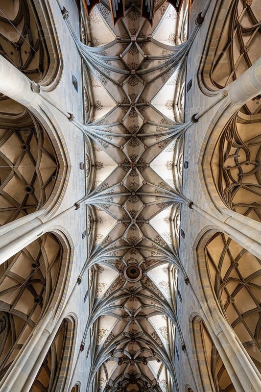 Ribbed vaulting, late Gothic vaulting in Überlingen Münster, parish church of St. Nikolaus, Überlingen am Lake Constance, Bodenseekreis Baden-Württemberg, Germany