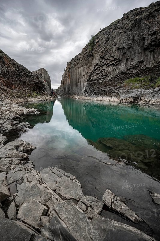 Stuðlagil Canyon, turquoise river between basalt columns, Egilsstadir, Iceland