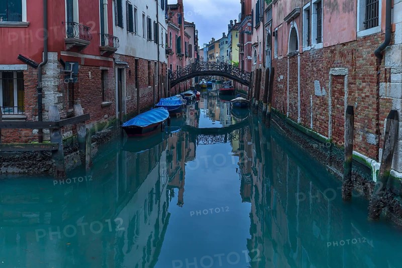 Canal with historic houses in the old town, Venice, Veneto, Italy