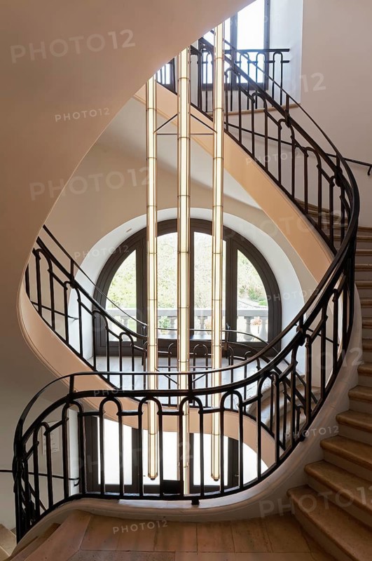 Historic double helix staircase, 18th century double spiral staircase, Bourse de Commerce - Pinault Collection, Paris, France