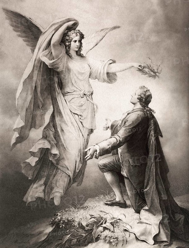 Goethe's Muse, Johann Wolfgang von Goethe, a German poet, after Wilhelm von Kaulbach