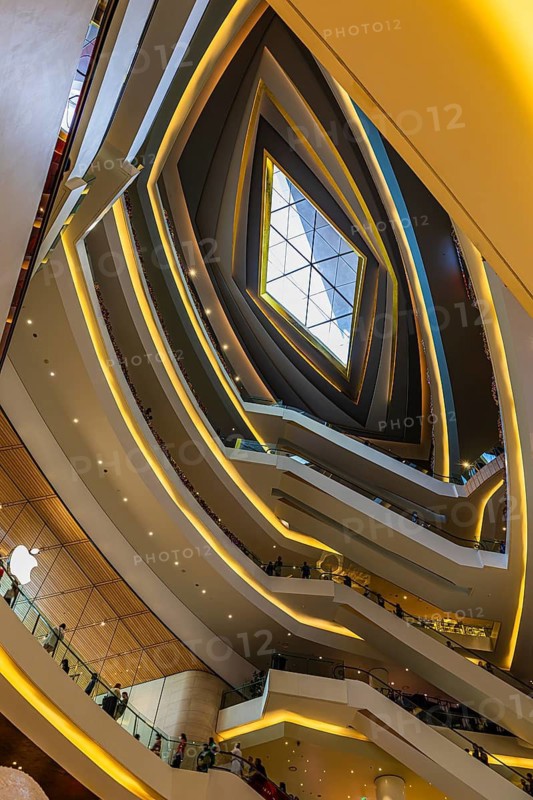 Skylight and various floors connected by escalators in Iconsiam Shopping Center, Bangkok, Thailand's metropolis, Thailand