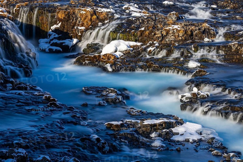 Brúarfoss, waterfall, snow, winter, Golden Circle, Iceland, Scandinavia