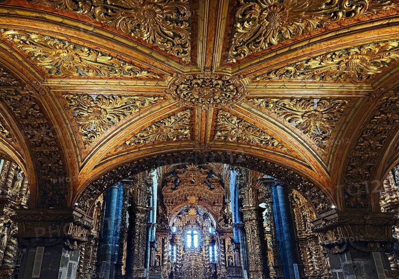 Igreja São Francisco, gilded wood carving in the Church of St. Francis, Rococo Talha Dourada, UNESCO World Heritage Site, Old Town, Poto, Portugal