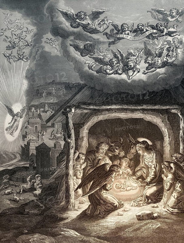 The Birth of Jesus Christ, 1853, Steel engraving digitally restored