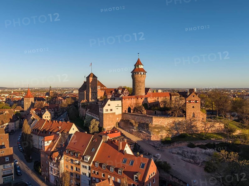 Aerial view of Nuremberg's old town with the historic Kaiserburg, Nuremberg, Middle Franconia, Bavaria, Germany