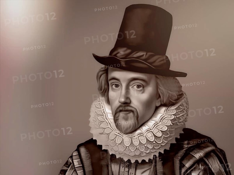 Portrait of Sir Francis Bacon, Baron Baco of Verulam, 1561 - 1626, English lawyer, statesman, essayist, historian, intellectual reformer, philosopher and scientist, digitally edited