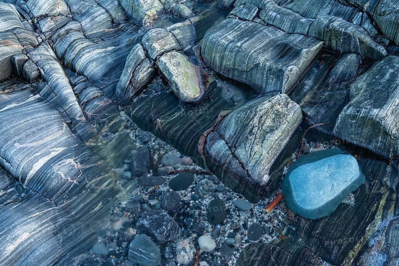 Rock structures on the coast, Söröya, Finnmark, Norway, February 2019