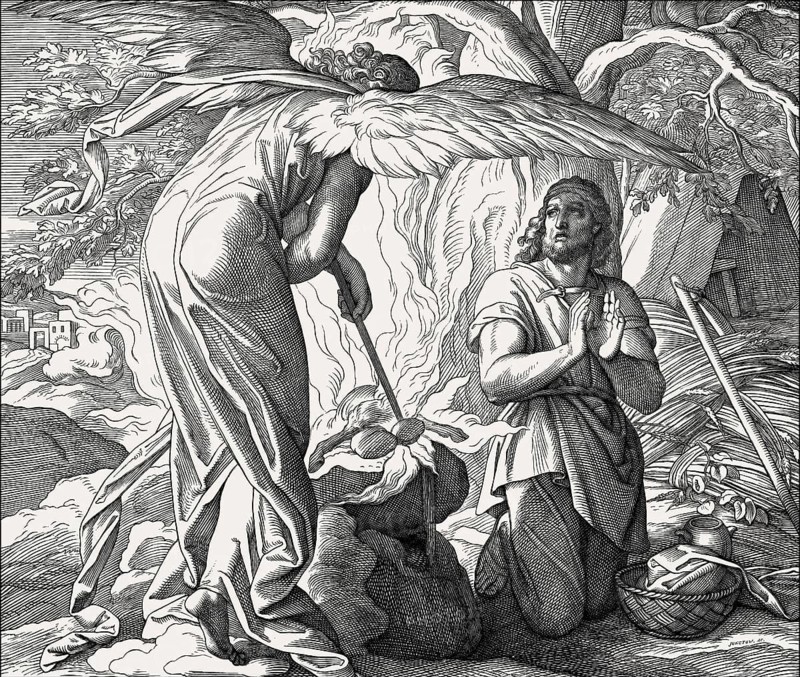 Gideon with the Angel of the Lord, Old Testament, by Julius Schnorr von Carolsfeld, 1860