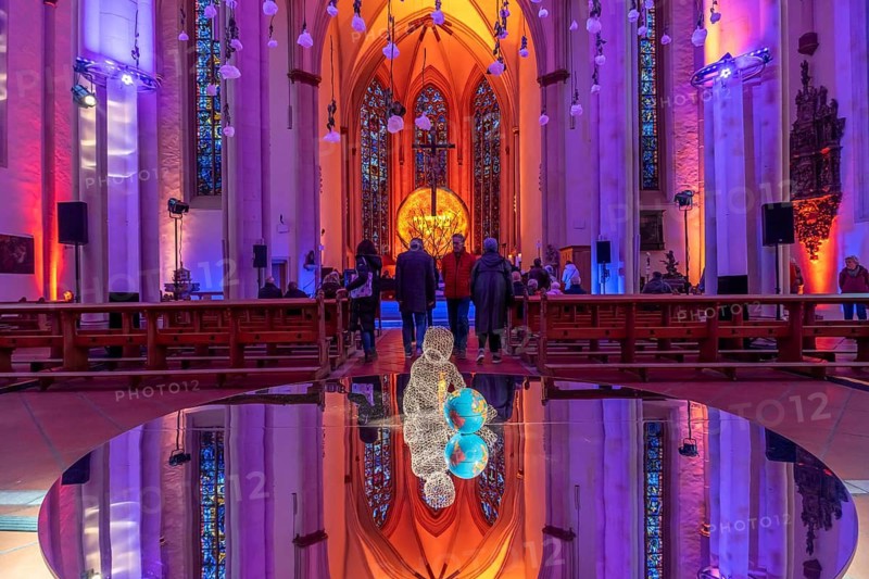 Art installation for City Advent in the interior of the Überwasserkirche in Münster, North Rhine-Westphalia, Germany