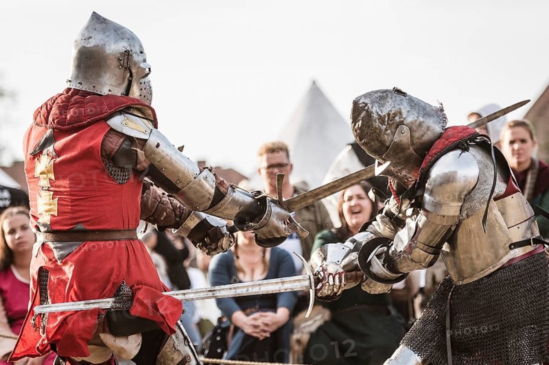 LUBIAZ, POLAND - AUGUST 25, 2018: Monastery Siege - historical staging. Knights tournament