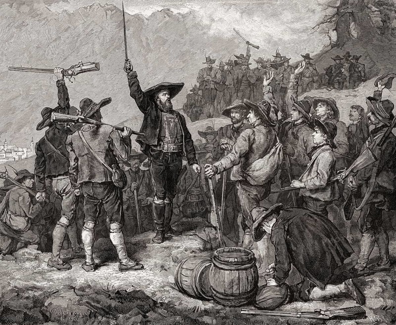 Meeting of the freedom, fighter, Andreas Hofer, Tyrolean Rebellion, 1809
