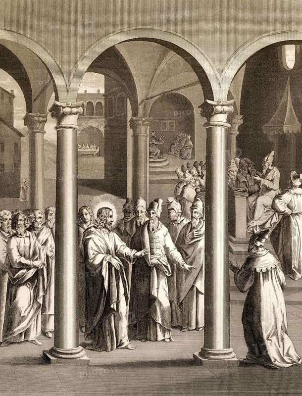 Jesus teachings of the Scribes and Pharisees, New Testament, steel engraving 1853, digitally restored