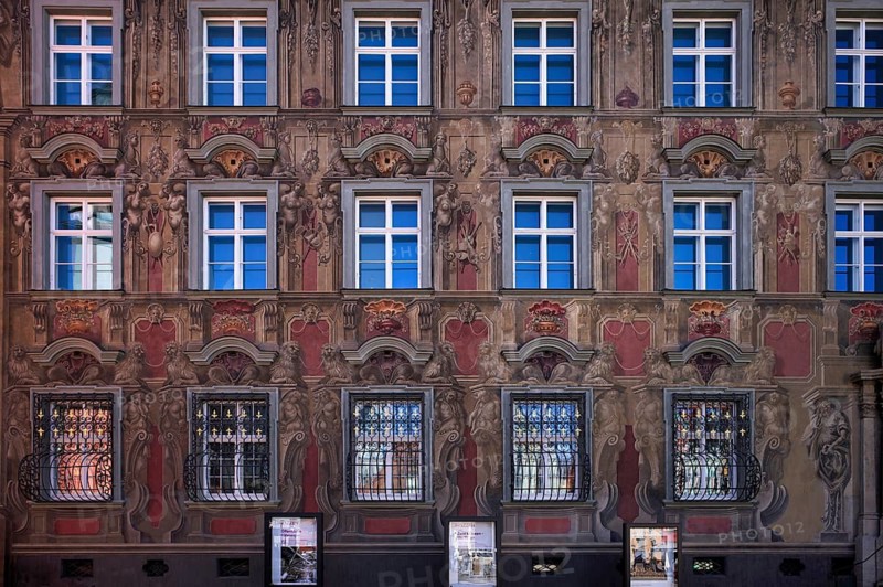 Facade, façade painting, Haus zum Cavazzen, Stadtmuseum, Altstadt, Lindau, Bavaria, Lake Constance, Germany, Altstadt, Lindau, Bavaria, Lake Constance, Germany