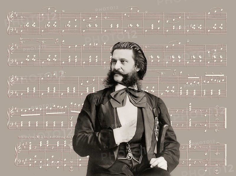 Johann Baptist Strauss II, 1825 – 1899, Austrian composer and violinist, 1879, digitally edited, notesheet from „The Blue Danube“
