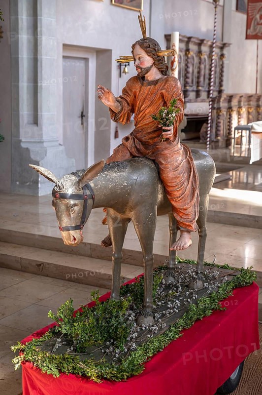 Palmesel in the parish church of St Nicholas, Oberthingau, Ostallgäu, Bavaria, Germany
