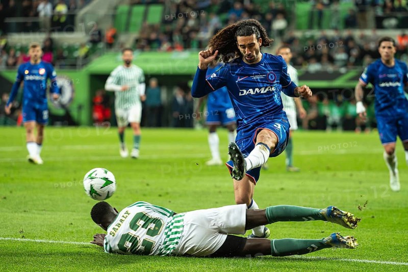 WROCLAW, POLAND - MAY 28, 2025: UEFA Conference League Final Football match Real Betis - Chelsea. In action Marc Cucurella