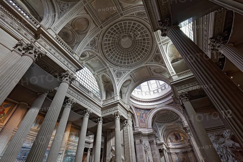 Panthéon, National Hall of Fame, neoclassical interior by architect Jacques-Germain Soufflot, Latin Quarter, Paris, France