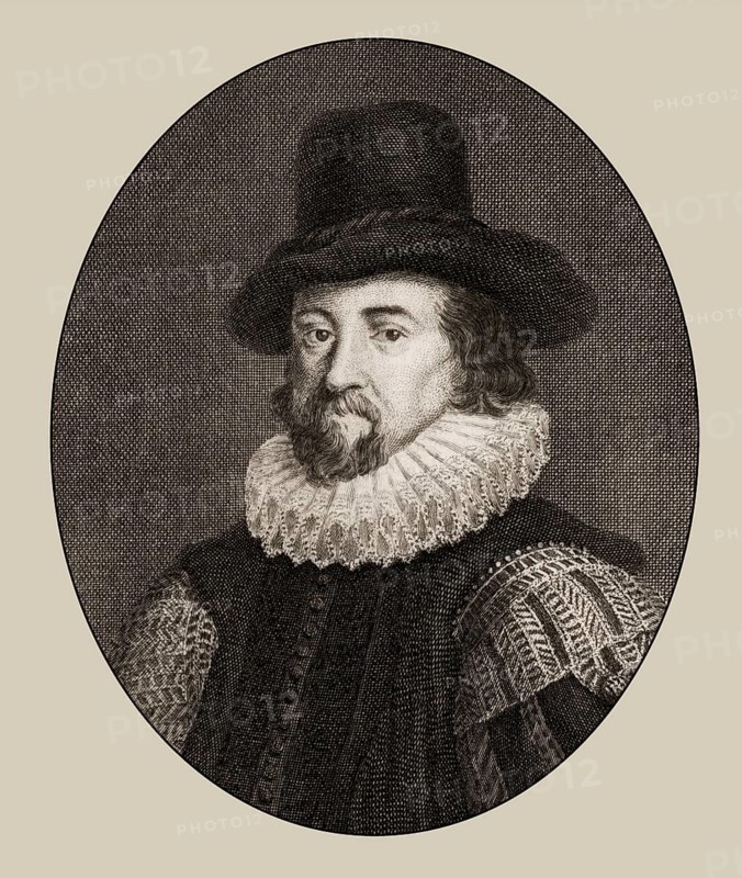 Portrait of Sir Francis Bacon, Baron Baco of Verulam, 1561 - 1626, English lawyer, statesman, essayist, historian, intellectual reformer, philosopher and scientist, digitally edited