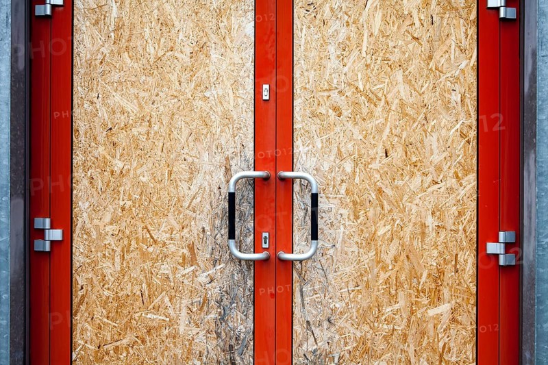 Front door secured with a chipboard, Germany