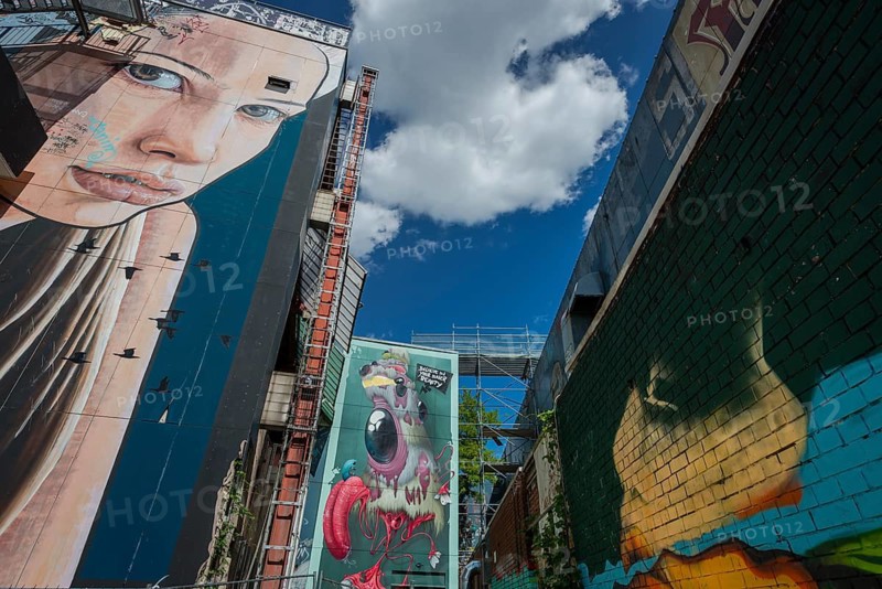 Graffiti on the former US eavesdropping facility on Teufelsberg in Grunewald, Berlin, Germany