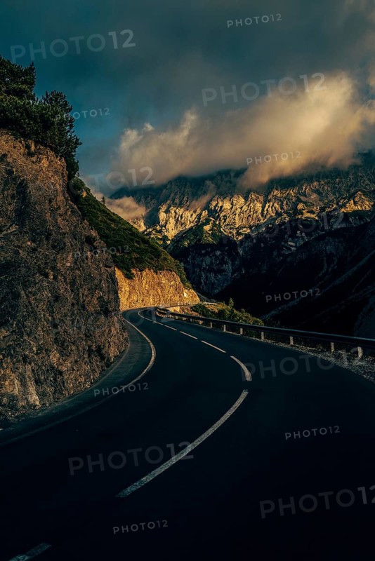 Hahntennjoch pass road in Tyrol in Lechtal, Austria