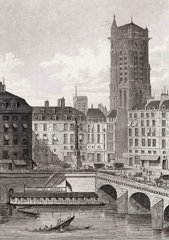The Place du Châtelet, Paris, antique steel engraved print, 1831