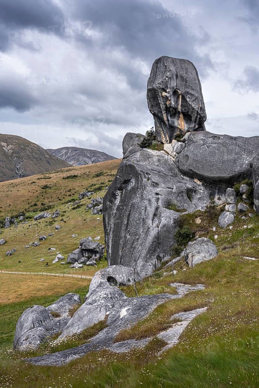 Limestone cliffs on Castle Hill (Kura Tawhiti) . Castle Hill, Canterbury South Island, New Zealand