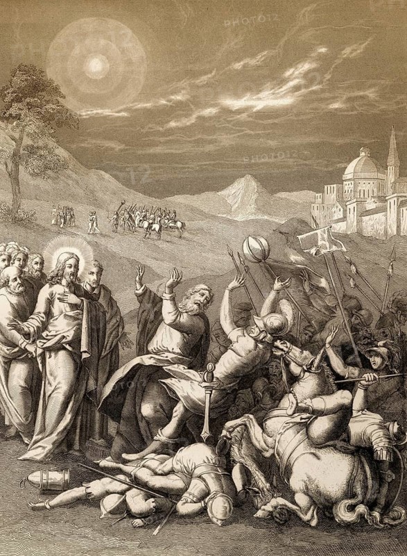 The arrest of Jesus Christ, Garden of Gethsemane, New Testament, steel engraving 1853, digitally restored