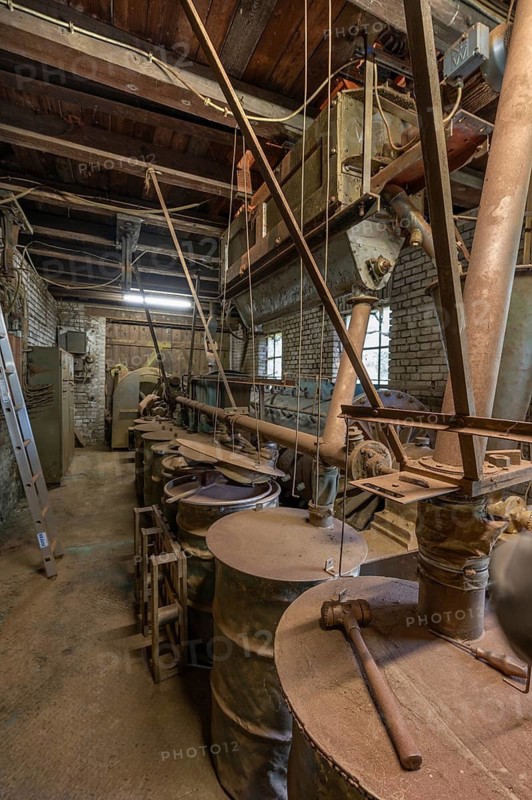 Powder grinding plant for bronze powder in a metal powder mill, founded around 1900, Igensdorf, Upper Franconia, Bavaria, Germany