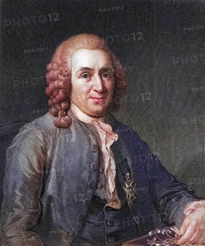 Carl von Linne alias Linnaeus, 1707-1778, Swedish botanist and explorer. From the book Gallery of Portraits, published in 1833, Historical, digitally restored reproduction from a 19th century original, Record date not stated