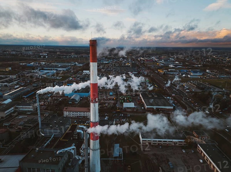 Siauliai, Lithuania - 25th november, 2024:aerial view Biomass Power Plant is biomass combined heat and power plant in iauliai, Lithuania. Biofuel plant replace natural gas with sustainable biomass