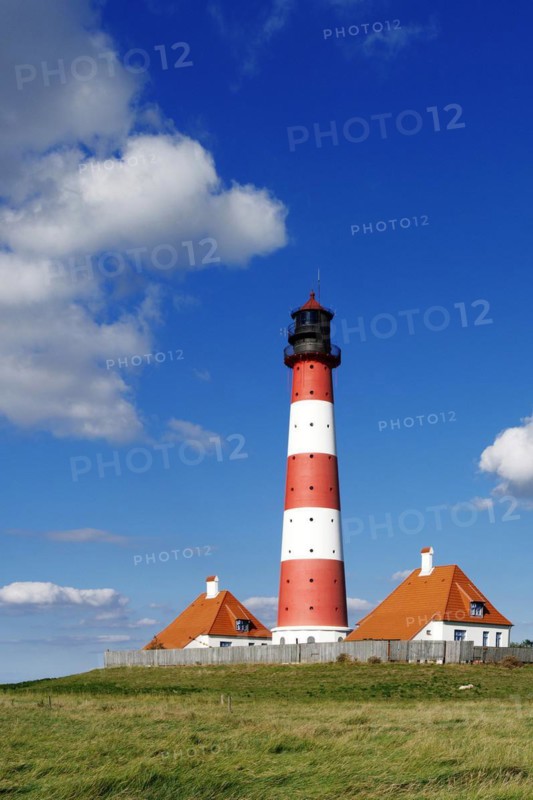 The lighthouse of Westerhever near St. Peter Ording, Westerheversand, Schleswig-Holstein, Federal Republic of Germany