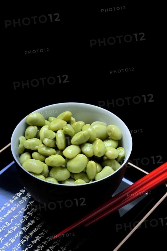Edamame, unripe soya beans in shell, Glycine max