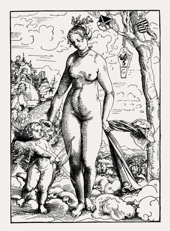 Venus and Amor, Lucas Cranach, 1506, facsimile of the 19th century