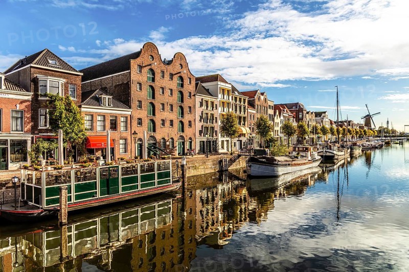 Delfshaven, historic district known for its picturesque harbor, starting point of the departure of the Pilgrim Fathers in 1620, Rotterdam, the Netherlands