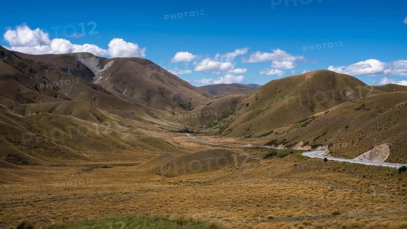 Landscape in New Zealand. Lindis Pass Tarras Road at Lindis Pass, Otago, South Island, New Zealand