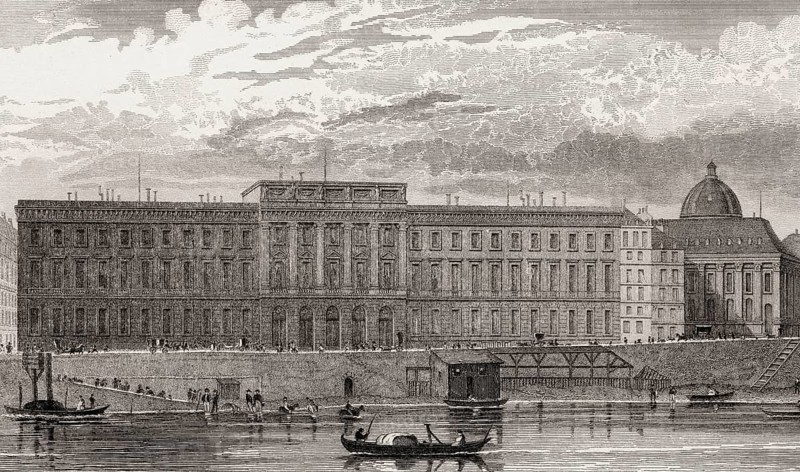 The hôtel des Monnaies, Paris, antique steel engraved print, 1831