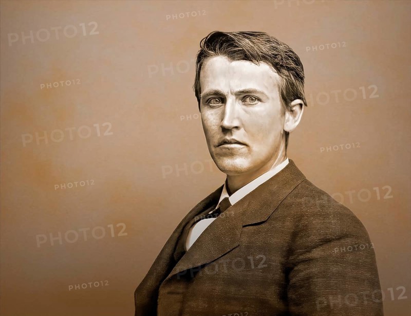 Thomas Alva Edison, 1847, 1931, American inventor, digitally edited according to a photography by Mathew Brady, 1878