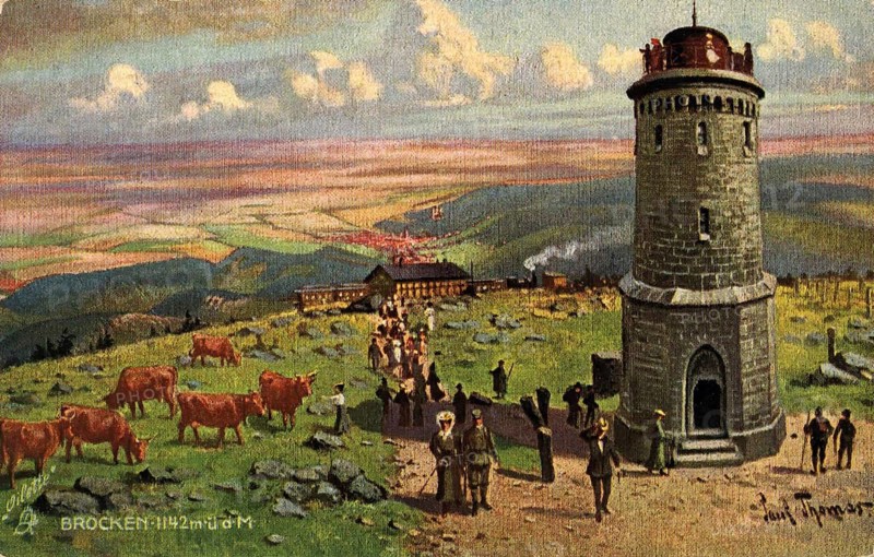 Historical postcard around 1900, Brocken im Harz, Saxony-Anhalt, Germany, reproduction of a postcard, historical