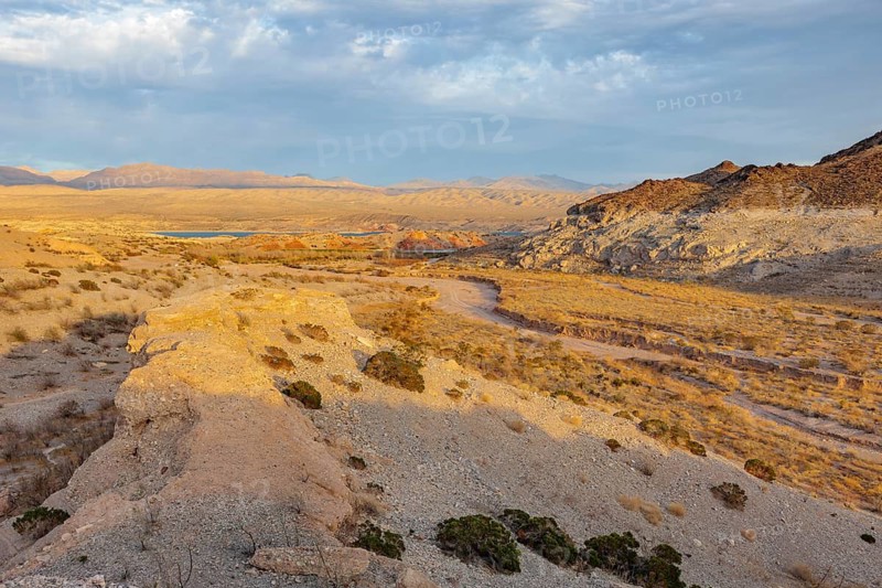 Echo wash drains into the Overton Arm of Lake Mead at Echo Bay, Nevada, USA