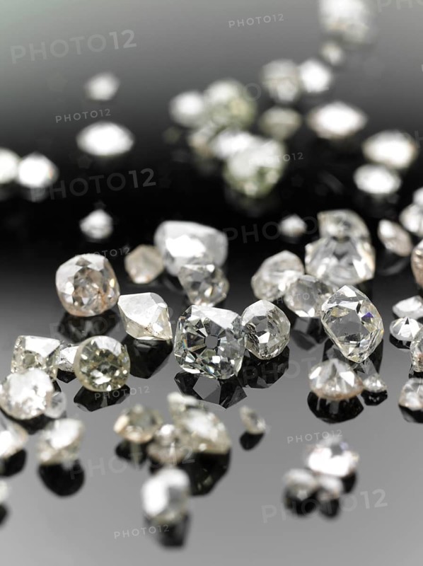 Many valuable diamonds, some rough, some cut, for further processing for the jewellery industry