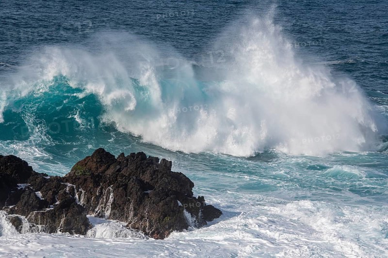 Waves on the ocean off Madeira, Porto Moniz, Madeira, Portugal