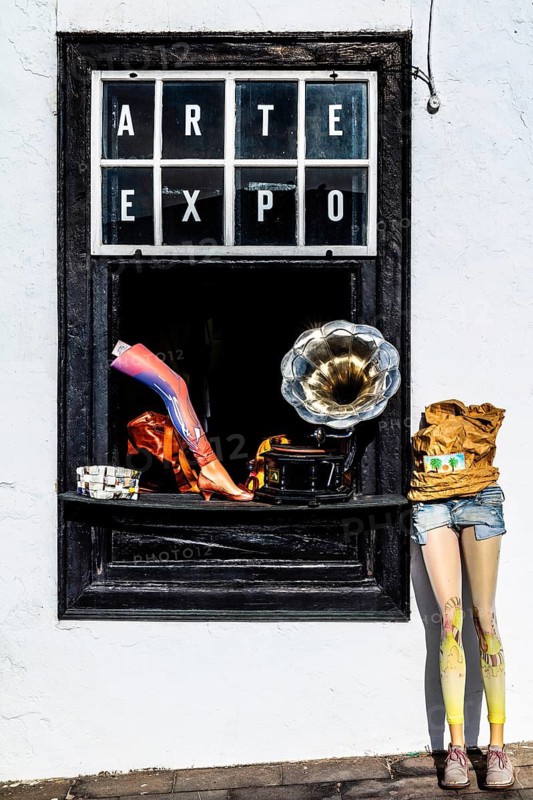 Shops and bars with flair in the old town, Teguise, Lanzarote, Canary Islands, Spain
