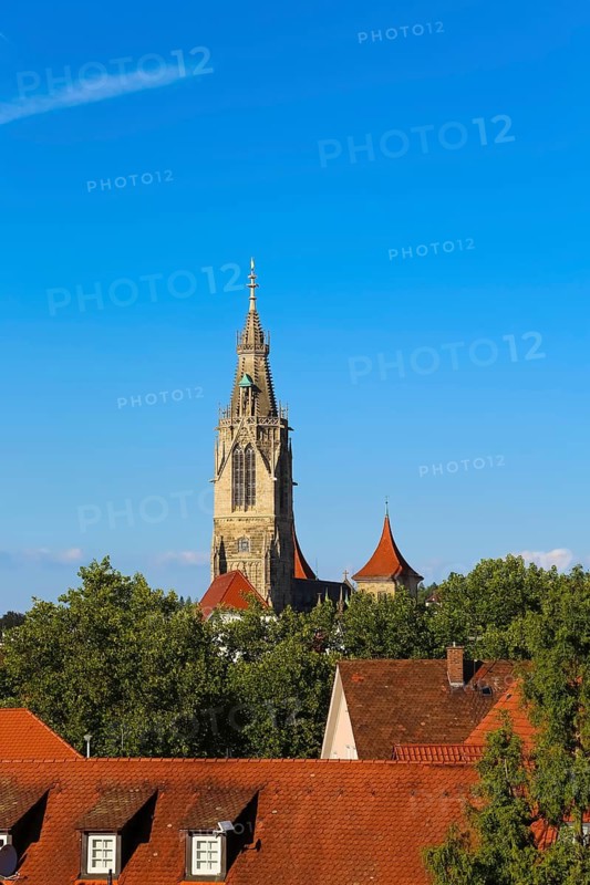 St Mary's Church Reutlingen, sacred building built from 1247 to 1343, cultural monument, Gothic church, Reformation church, Protestant church, place of worship, Christian architecture, main tower, church tower, restored in neo-Gothic style, Reutlingen, Baden-Württemberg, Germany