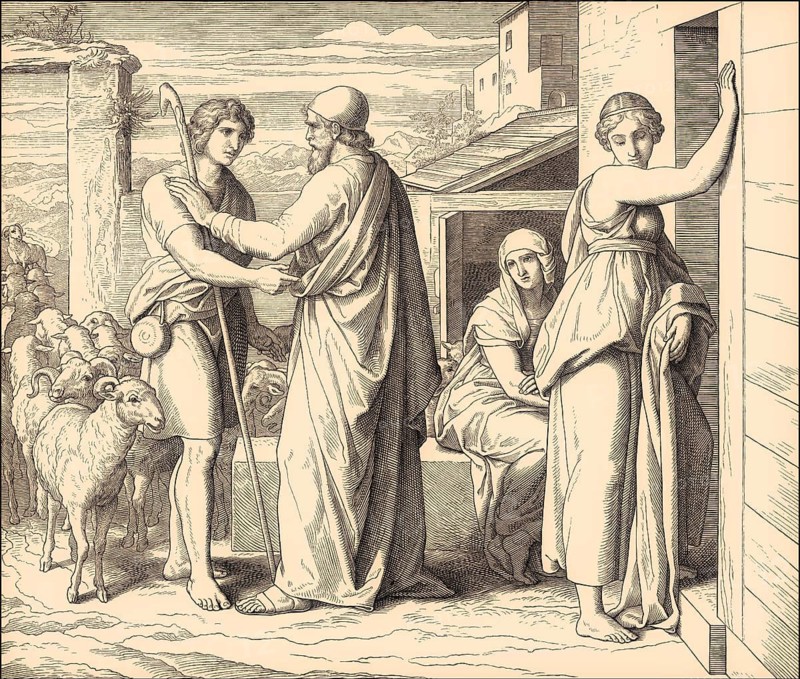 Jacob works for Laban, Old Testament, by Julius Schnorr von Carolsfeld, 1860