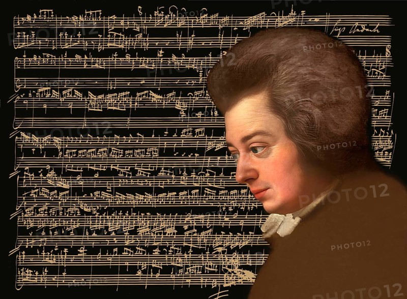 Wolfgang Amadeus Mozart, 1756 – 1791, composer of classical music, First Viennese School, notesheet from Allegro and Andante, Fantasy in F minor for mechanical organ, KV 608, 1791, digitally edited