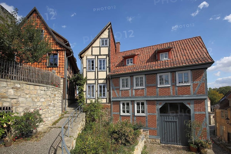 Half-timbered house am Schlossberg, brick building, Quedlinburg, Harz, Saxony-Anhalt, Germany