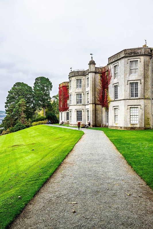 Autumn colors over Plas Newydd House and Gardens and Parkland, Llanfairpwllgwyngyll, Anglesey, Wales, UK